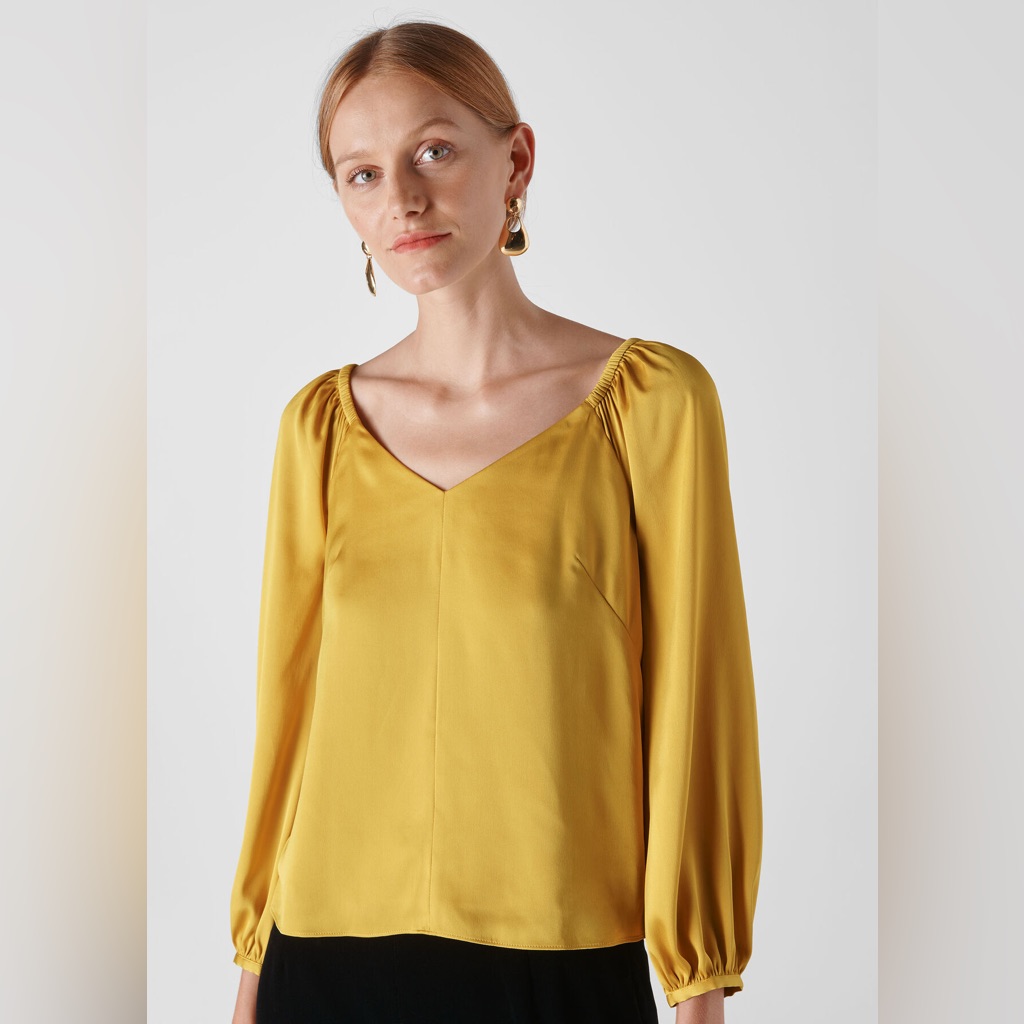 Whistles Lila Tie Back Top Gold Size 10 Nwt